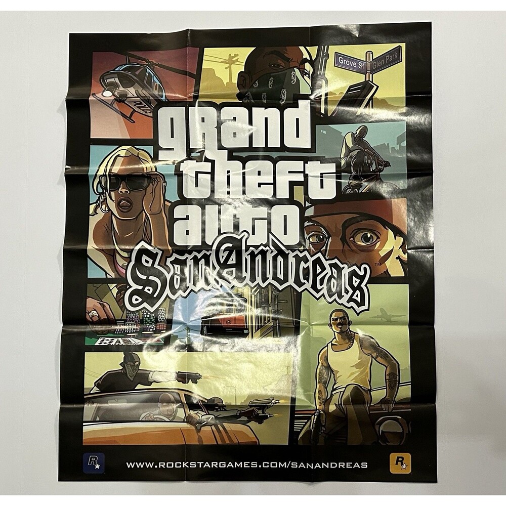Grand Theft Auto San Andreas Official Rockstar Map Poster 21.5 x 26.5”